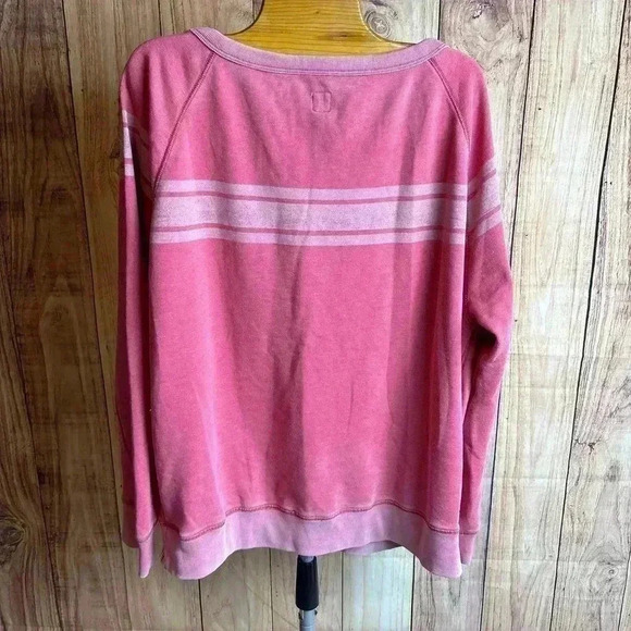 GAP Striped Boxy Scoop Neck ‘Worn’ look Washed Out Pink-Red Color Size M - Picture 6 of 8